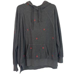 🟣 VICTORIA SECRET PINK Size Large Grey Kangaroo Pocket Hoodie Rose Sweatshirt